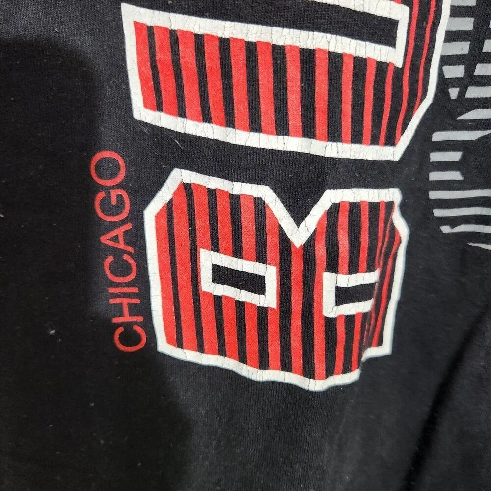 Chicago Bulls Shirt Mens Black Red NBA Basketball Adidas Graphic Short Sleeve